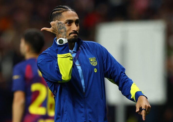 Barcelona star Raphinha apologises for controversial gesture towards Atletico Madrid fans