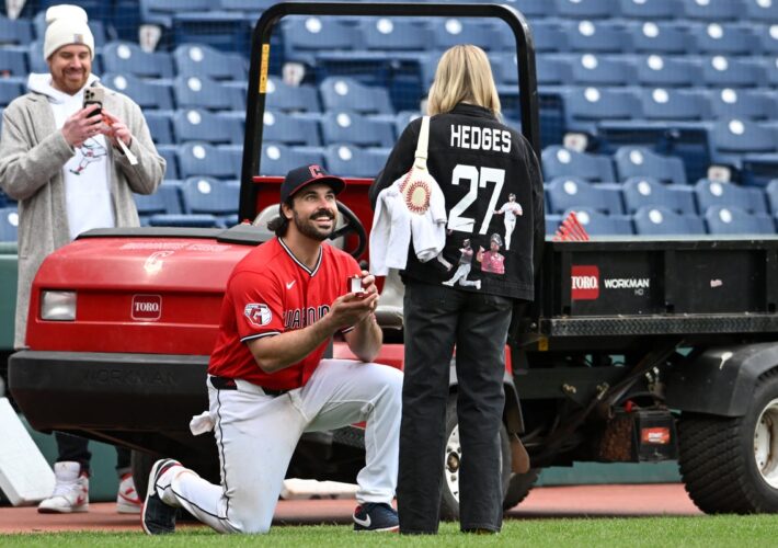 MLB star Austin Hedges gets engaged after on-field proposal