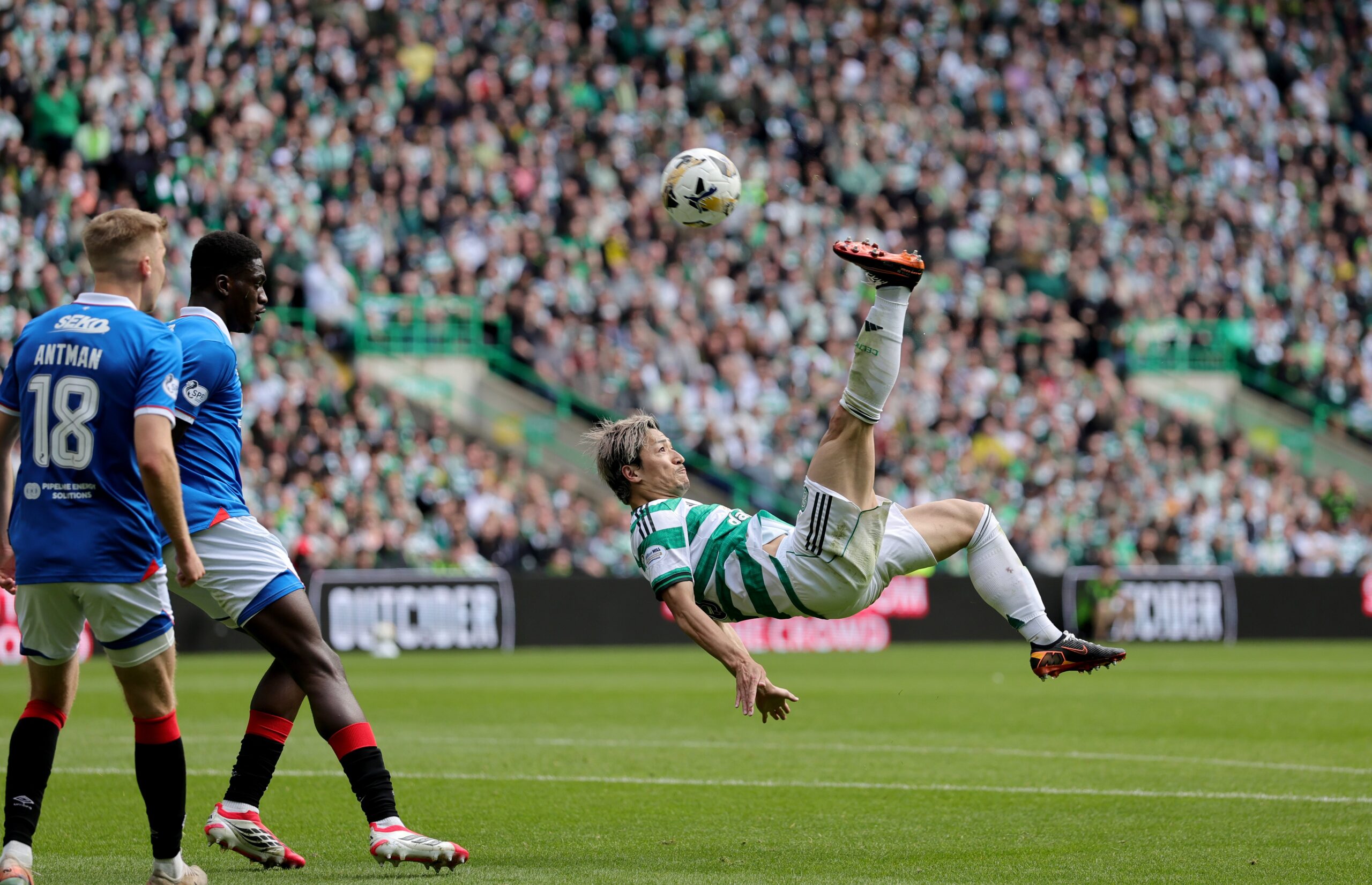 Stunning Maeda overhead kick helps Celtic beat Rangers in Old Firm derby