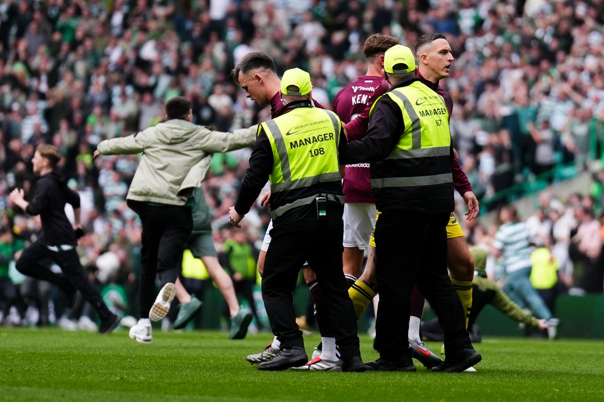 Celtic issue apology to Hearts for pitch invasion at end of Scottish Premiership title decider