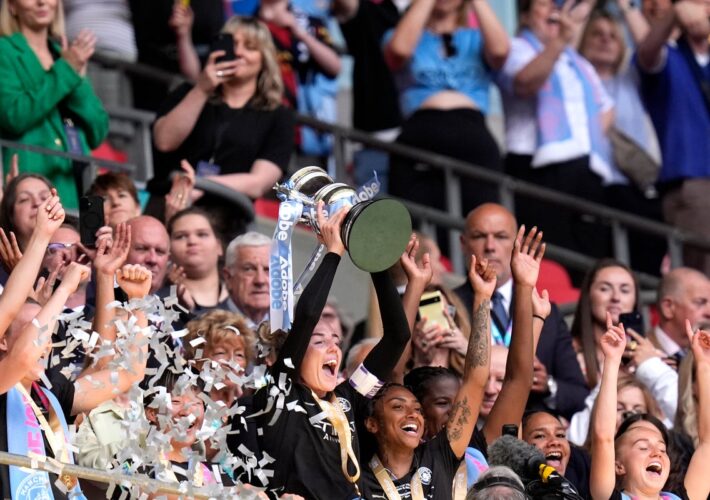 Man City lift Women’s FA Cup to complete domestic double with thumping win over Brighton
