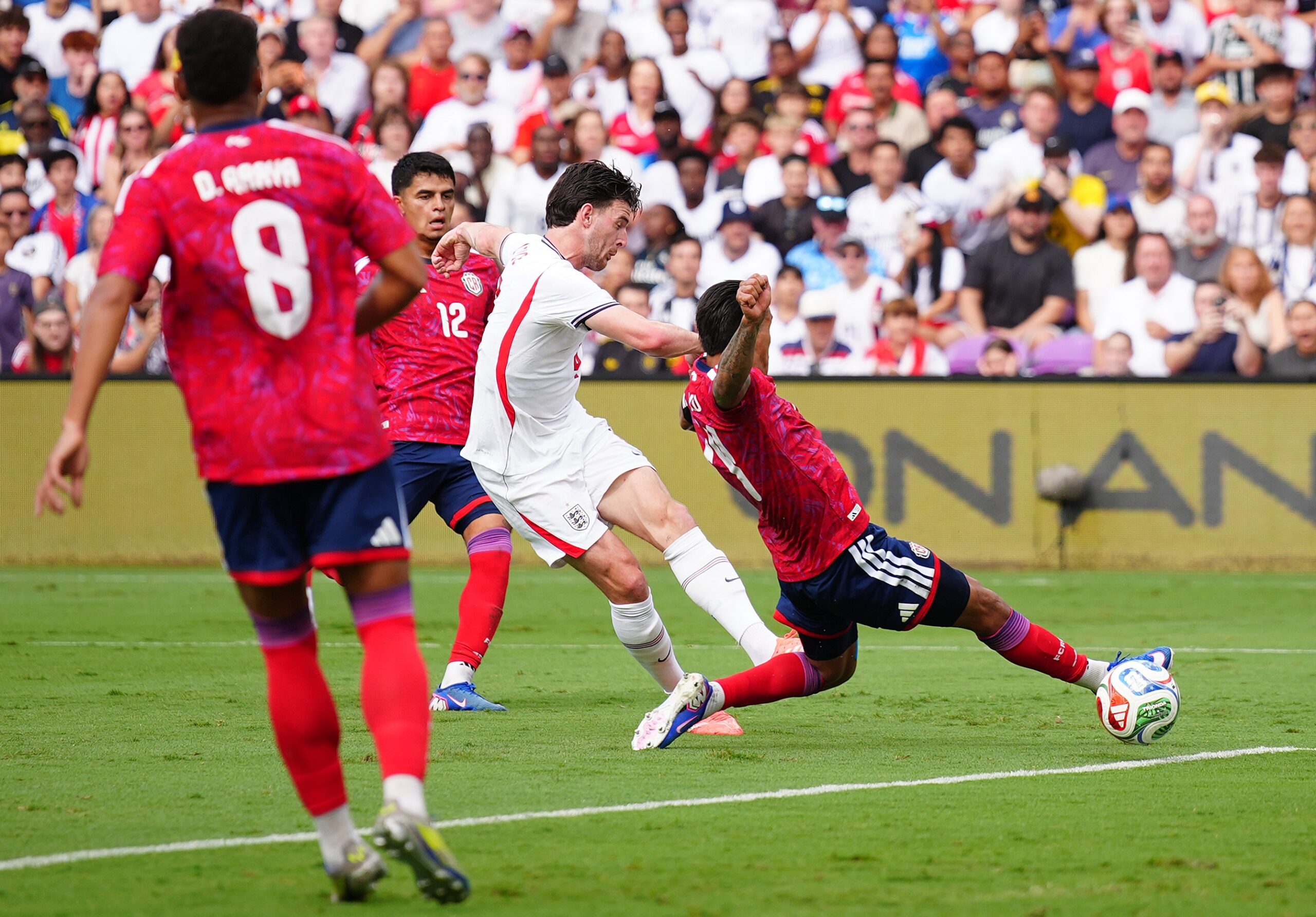 Declan Rice scoring the opening goal in a 3-0 win over Costa Rica in Orlando as Thomas Tuchel’s men stepped up their preparations for the tournament in style