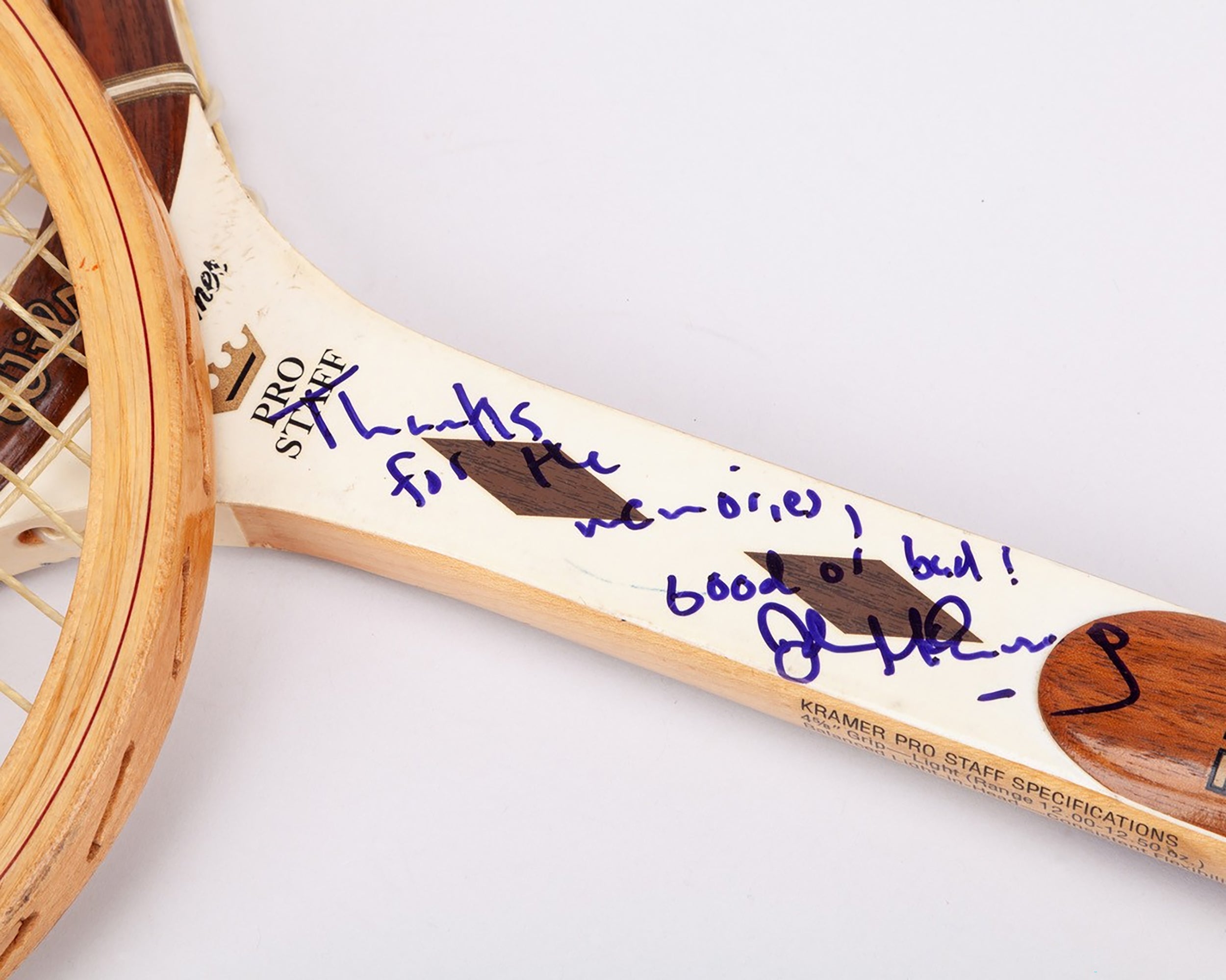 The racket has a message on it