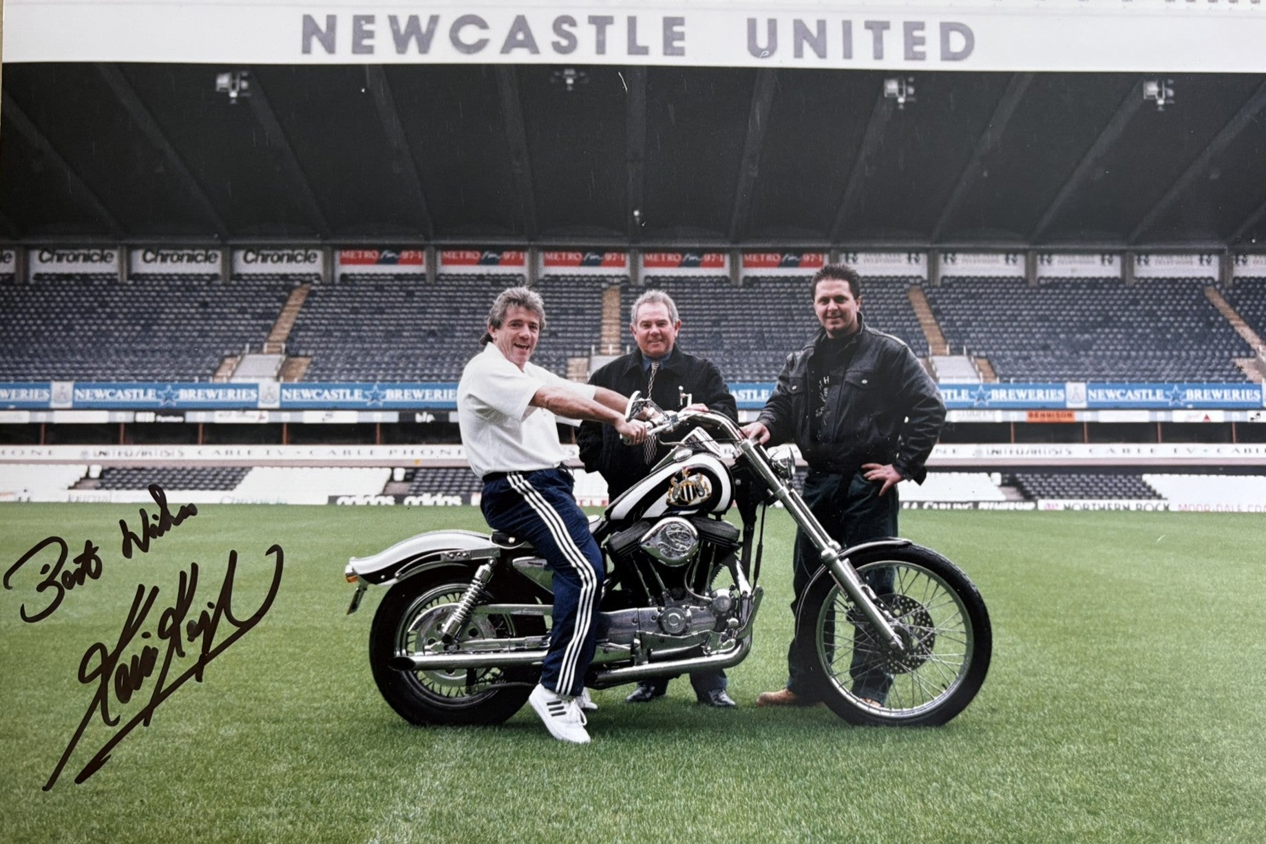 Kevin Keegan with his Harley-Davidson motorcycle, which has sold at auction for more than £35,000, days after the footballer’s death