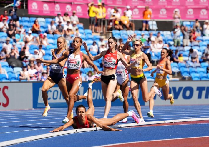 Keely Hodgkinson through as rival Audrey Werro contentiously in final after fall